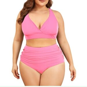 Womens Plus Size Swimsuit Two Piece Tummy Control Bathing Suits High Waisted